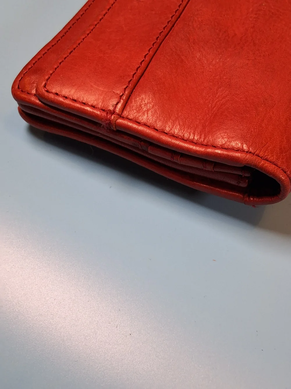 Sag Harbor Red Leather Clutch Wallet with Metal Logo